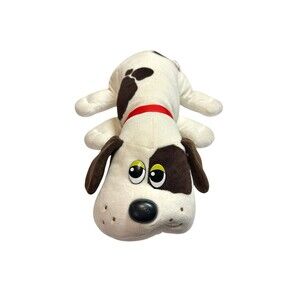 Pound Puppies Puppy PP Hasbro clean Name Tag collar 17" laying white brown spots